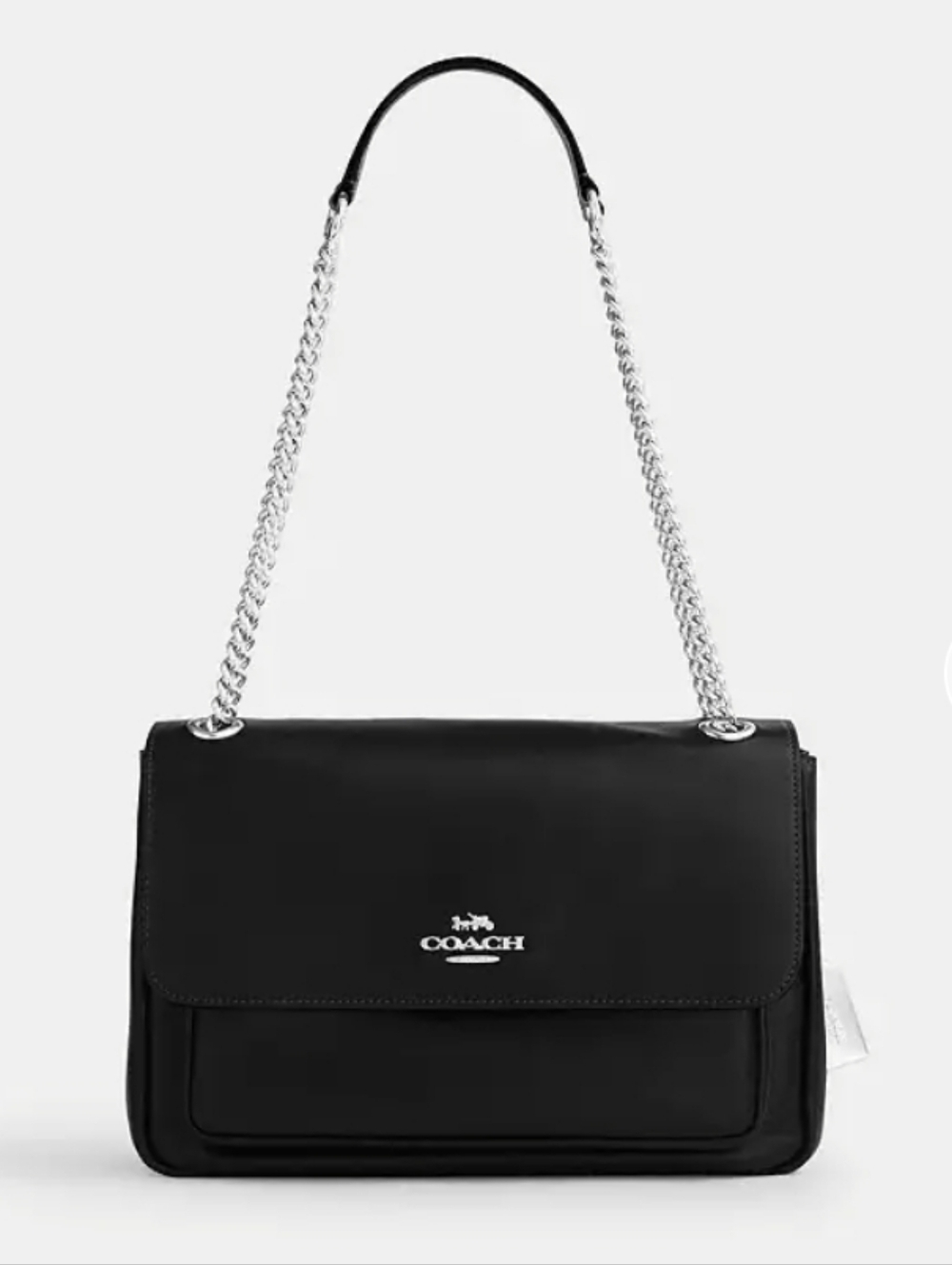 Coach Elodie Leather Crossbody - Black with Silver Chain